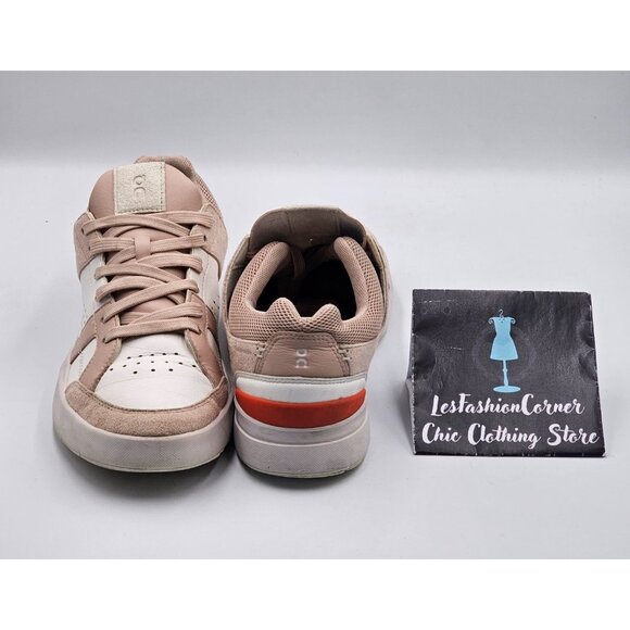 On Women's Mauve White Suede Leather On The Roger Clubhouse Sneakers Sz 7.5 2959 - Picture 9 of 16